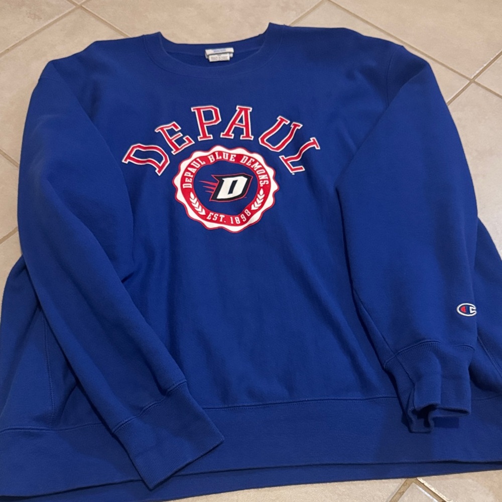 Mens CHAMPION RBL DePaul Blue Demons RW Replen Crew